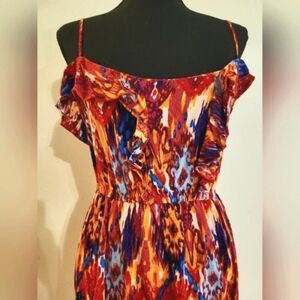 Vibrant Spaghetti Strap Mini‎ Sundress (Size Medium)